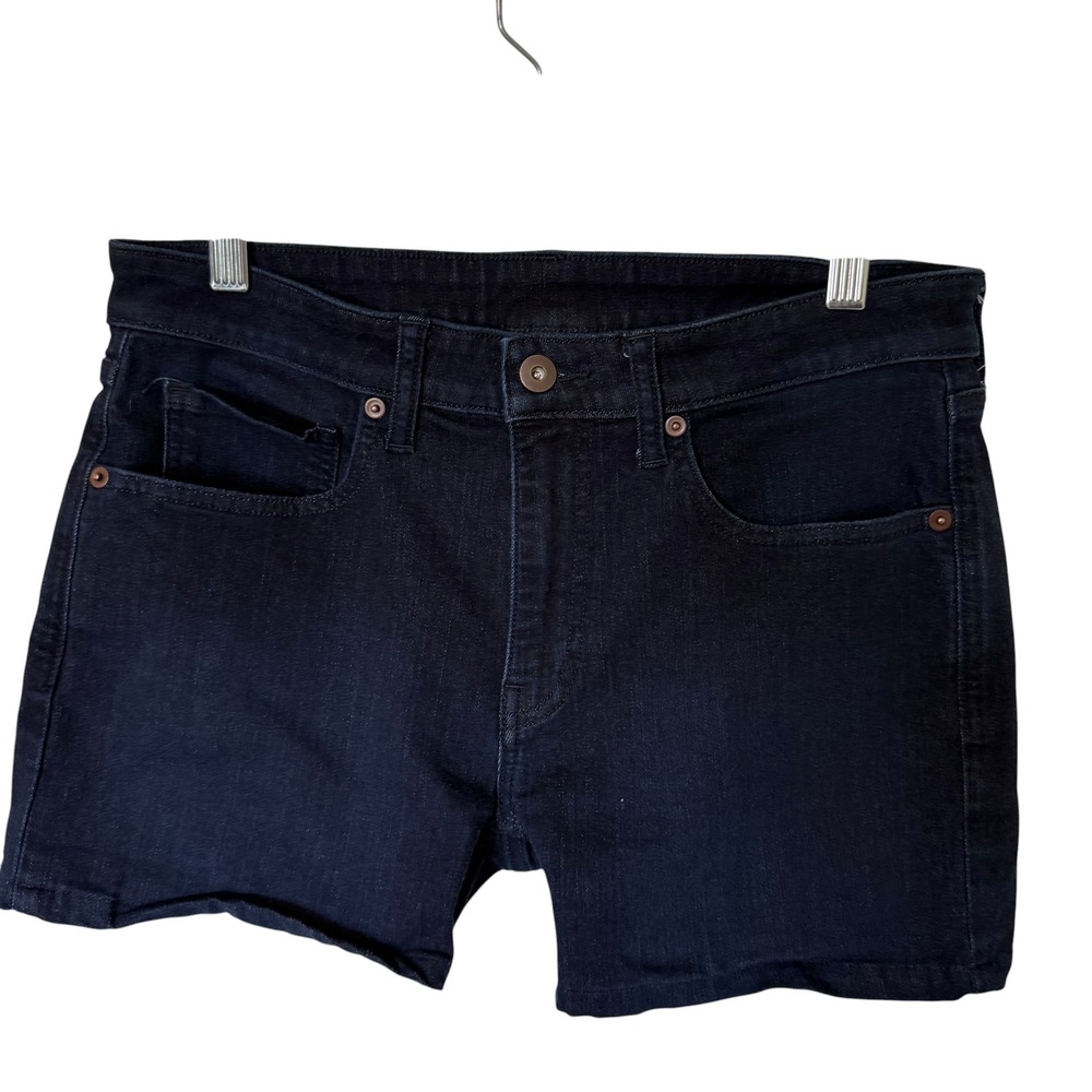 True Classic Denim Shorts Womens 31 Dark Blue Indigo Excellent Stretch Mid Rise